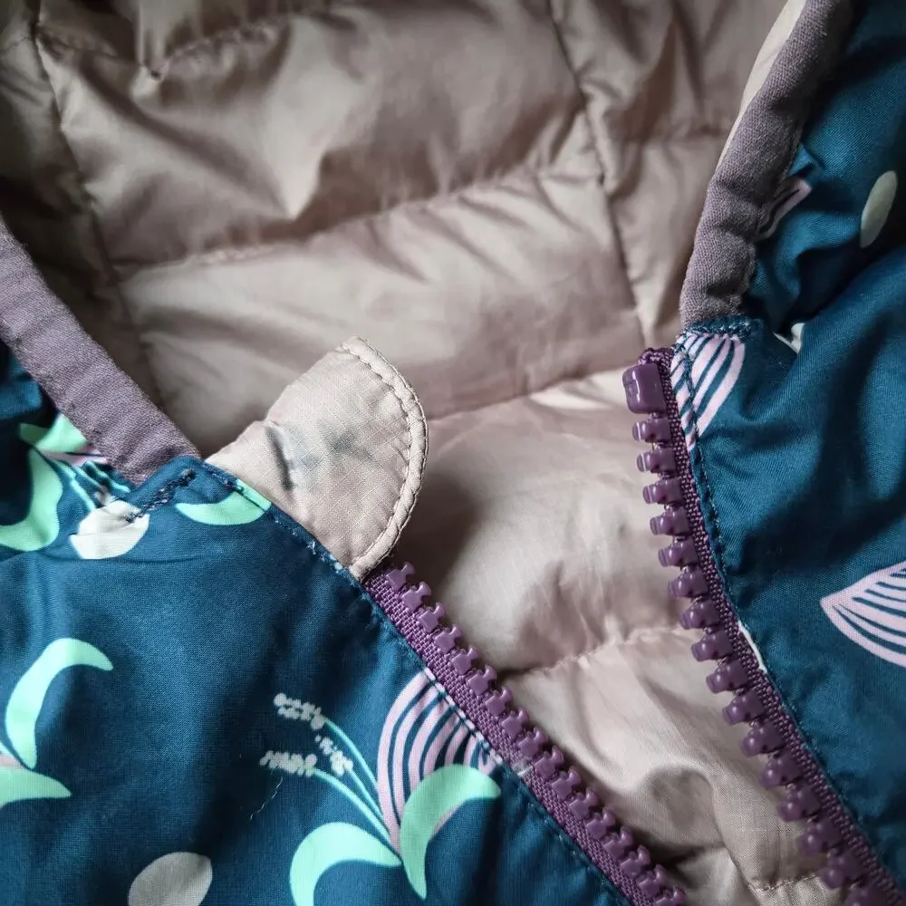 Patagonia Toddler Girls Reversible Down Sweater Jacket w Hood Pink Size 2T EUC